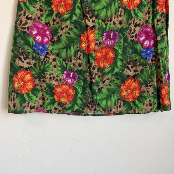 Notations Leopard Floral Tropical Tank Above Knee Shift Dress Vacation Resort M - Picture 8 of 9